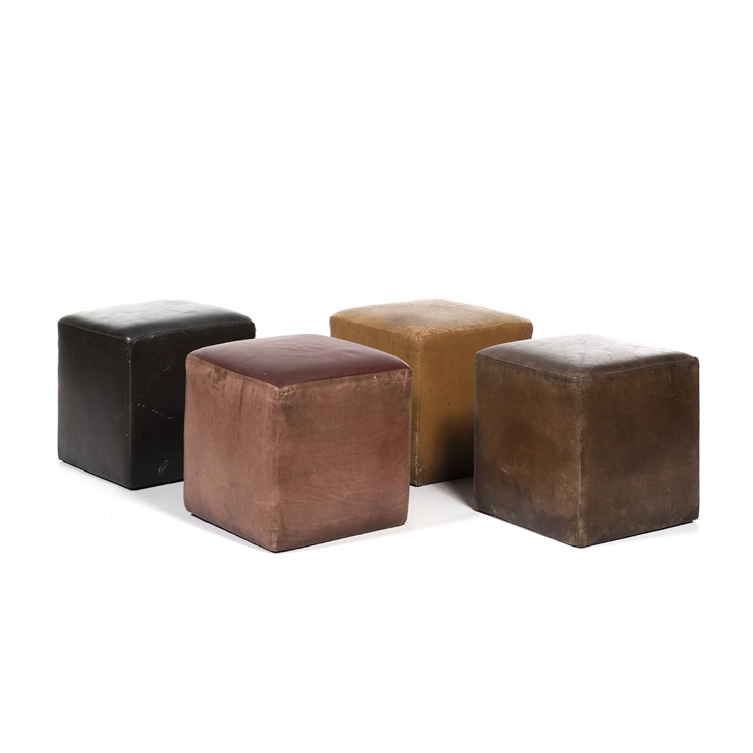 Distressed Leather Ottomans (4) (1 of 5)