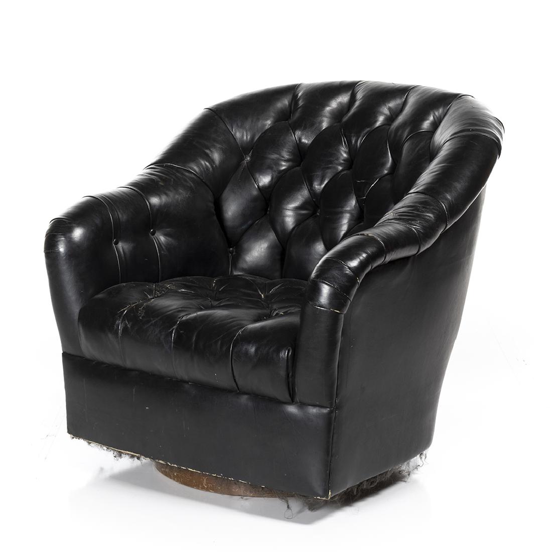 Ward Bennett Club Chair: Leather button-tufted club chair by Ward Bennett, 1960s.