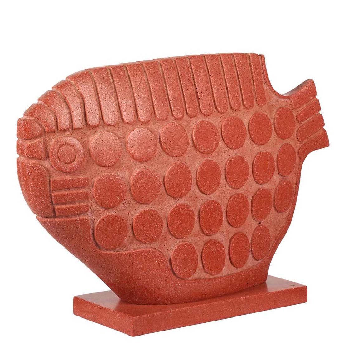 Masatoyo Kishi Stone Sculpture: Cast stone fish sculpture by Masatoyo Kishi, 1980s. Signed and numbered: Kuki 43/100.