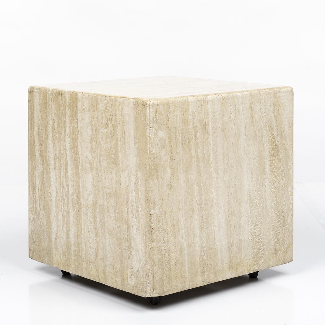 Polished Travertine Cube Table (1 of 3)