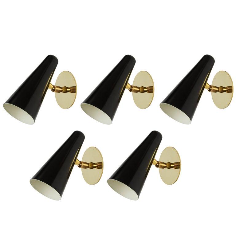 Disderot Style Sconces (5): Set of five sconces in the style of Disderot, France 1950s.