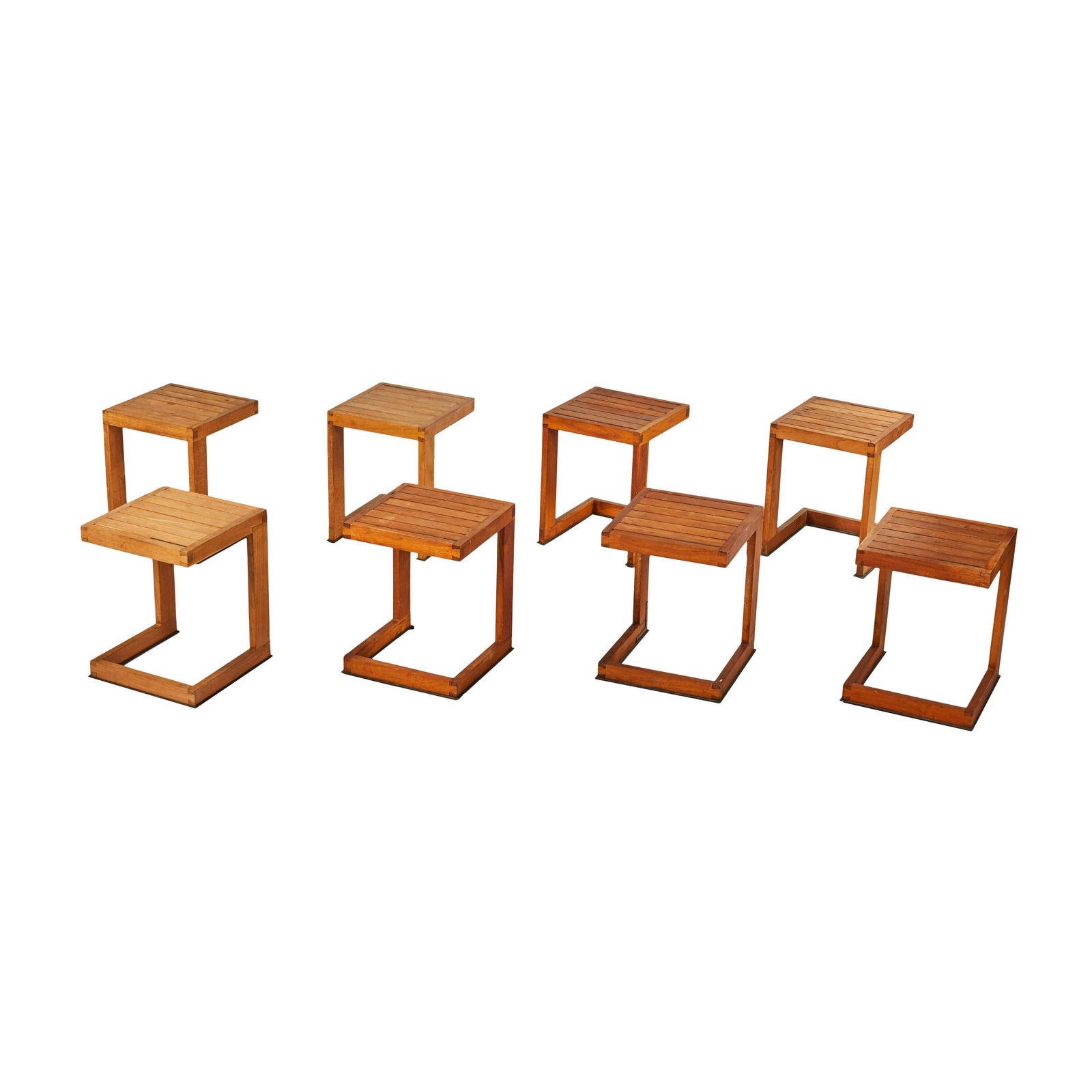 Cantilevered Teak End Tables (8) (1 of 2)