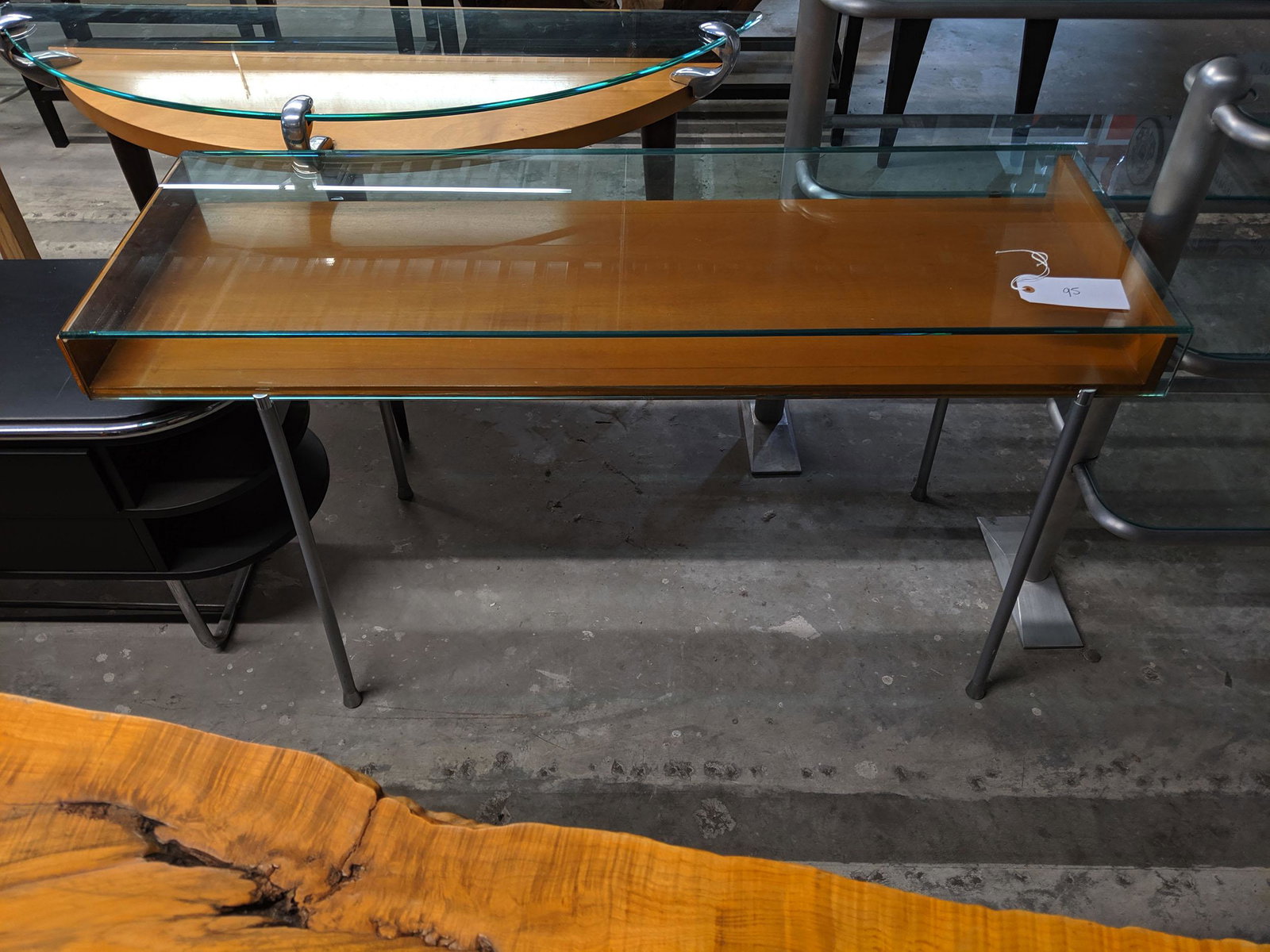 Display Console Table: Console table with display case for top.