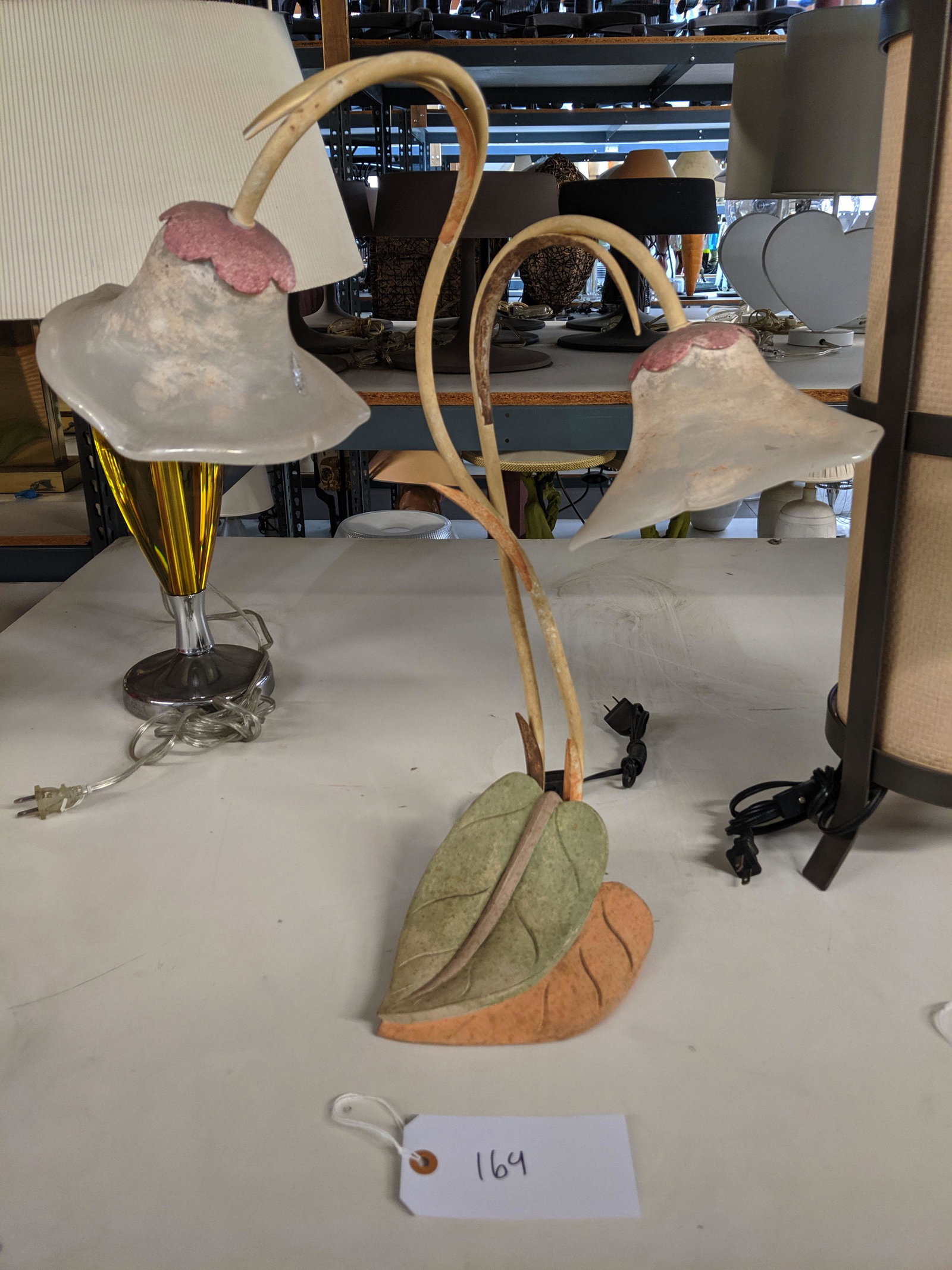 Floral Table Lamp: Floral table lamp with Murano glass shades for Sergio Terzani.