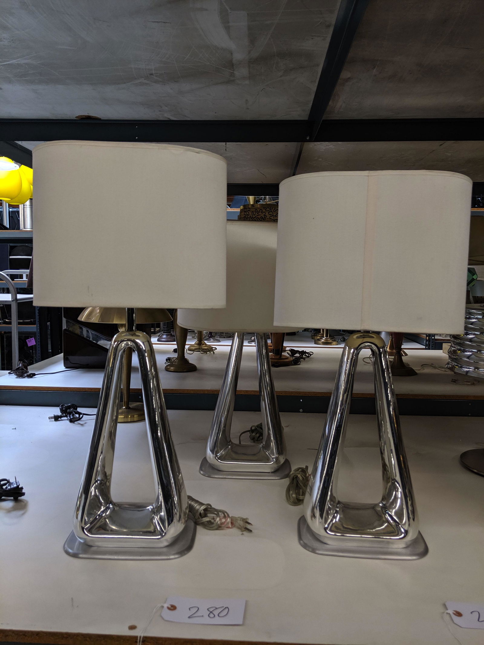 Triangular Silver Table Lamps (3) (1 of 2)