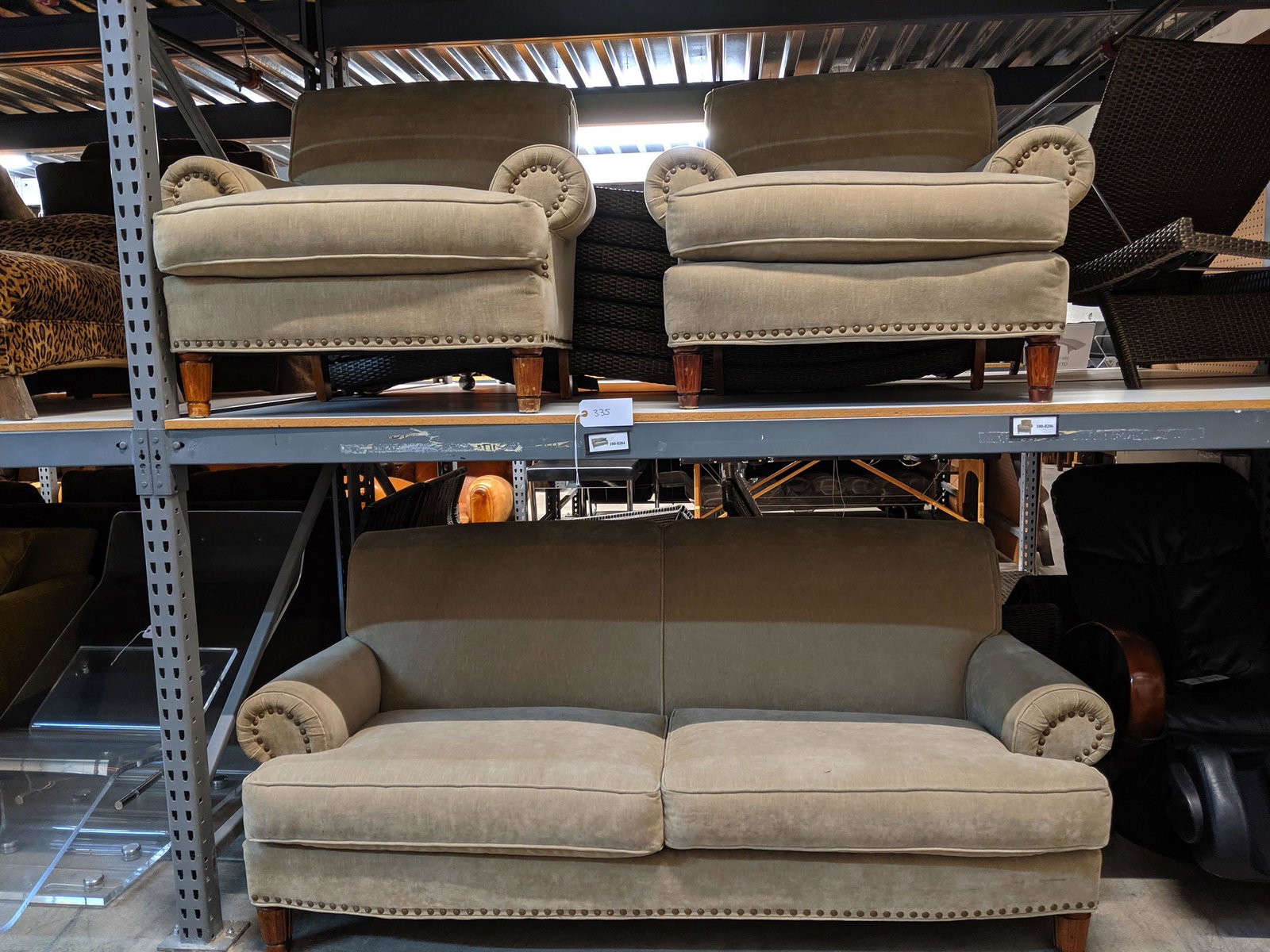 Transitional Seating Set: Transitional style seating set with one sofa and two armchairs.