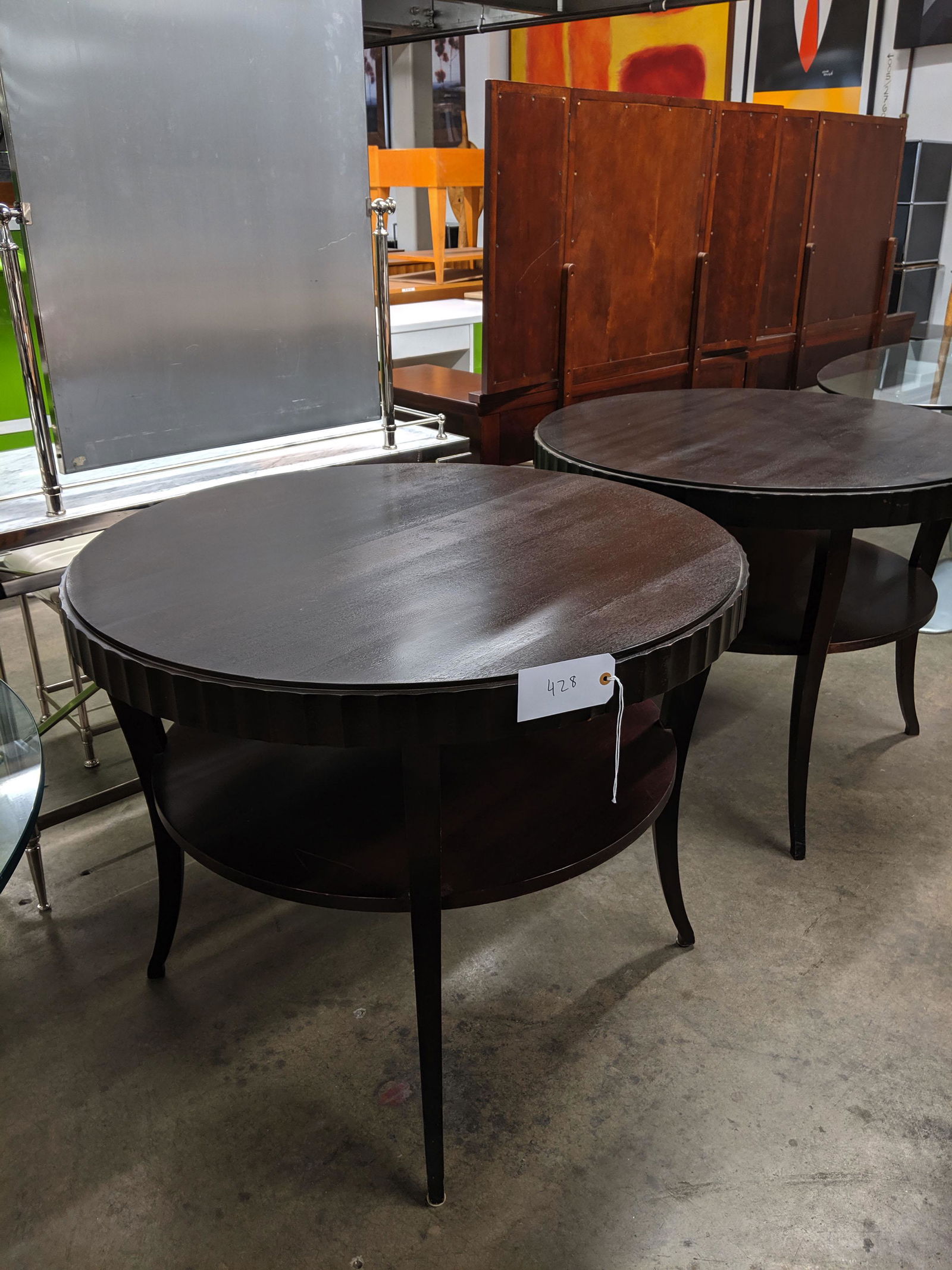 Center Tables (2): Pair of transitional style center tables.