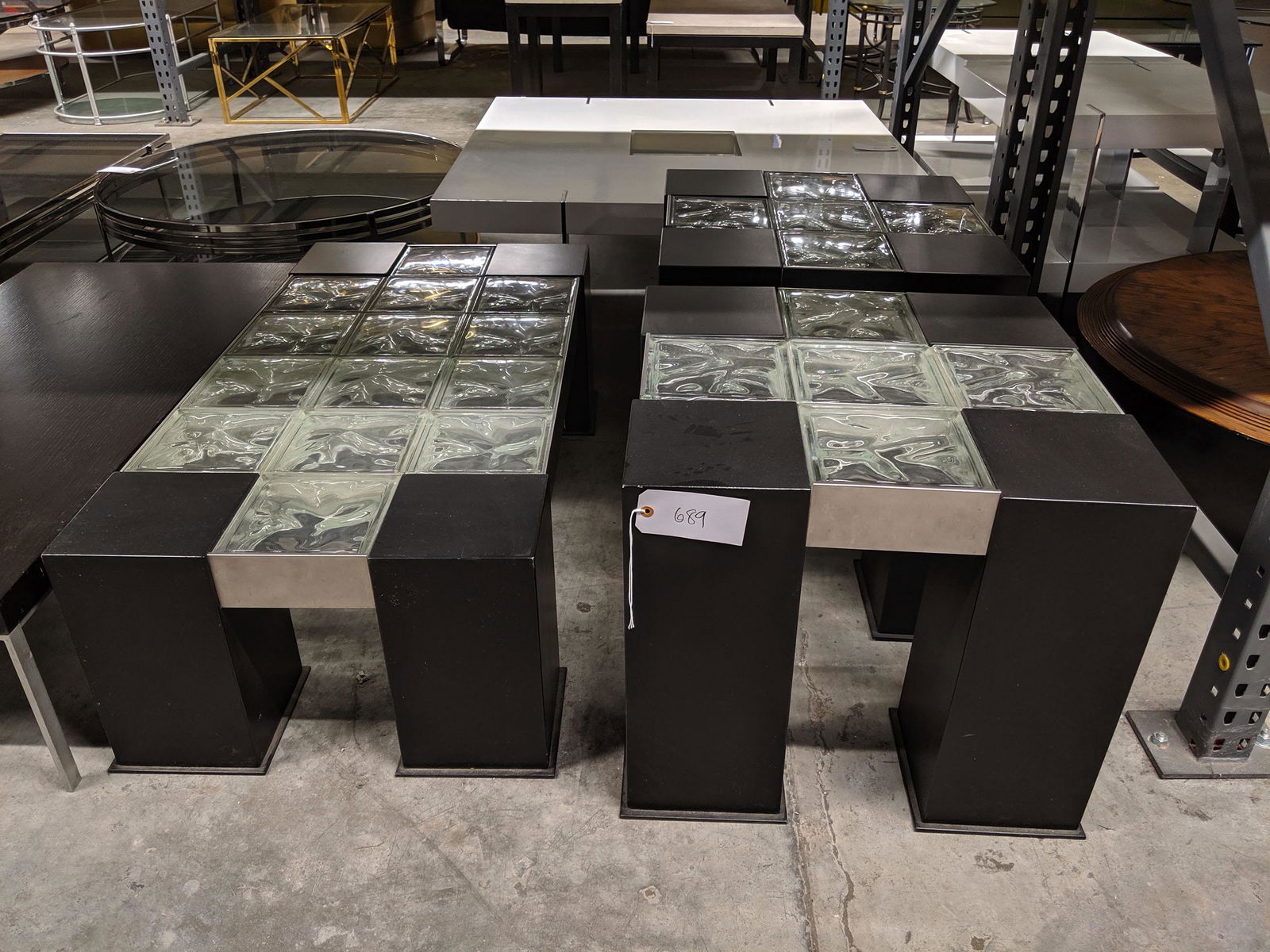 Glass Block Table Set (3) (1 of 3)