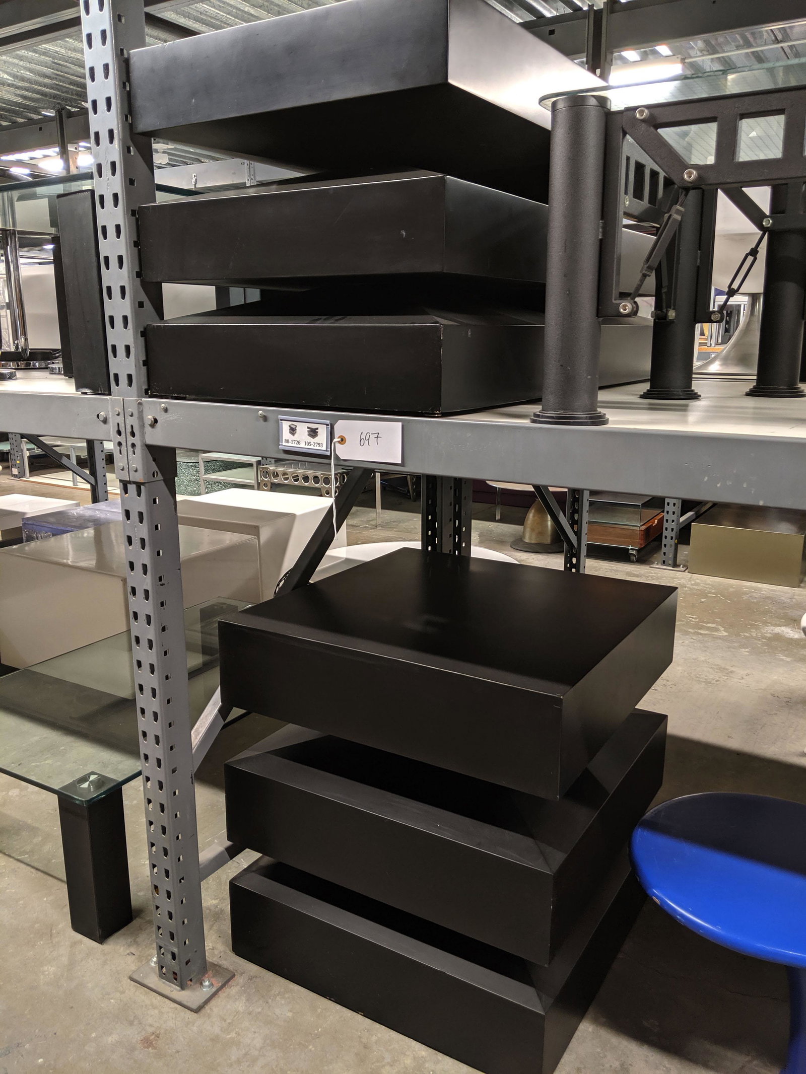 Stacked Table Set (3): Black stacked center table and pair of end tables.