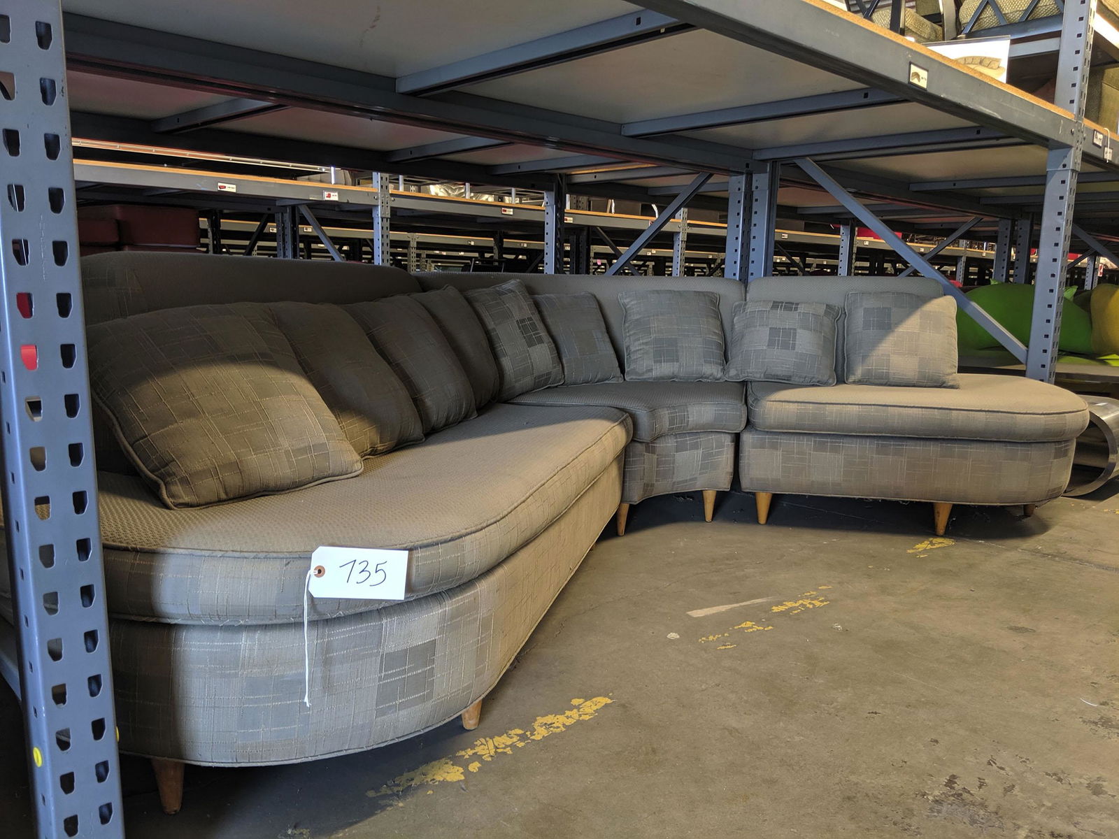 Mid-Century Style Sectional: Three-part mid-century style sectional.