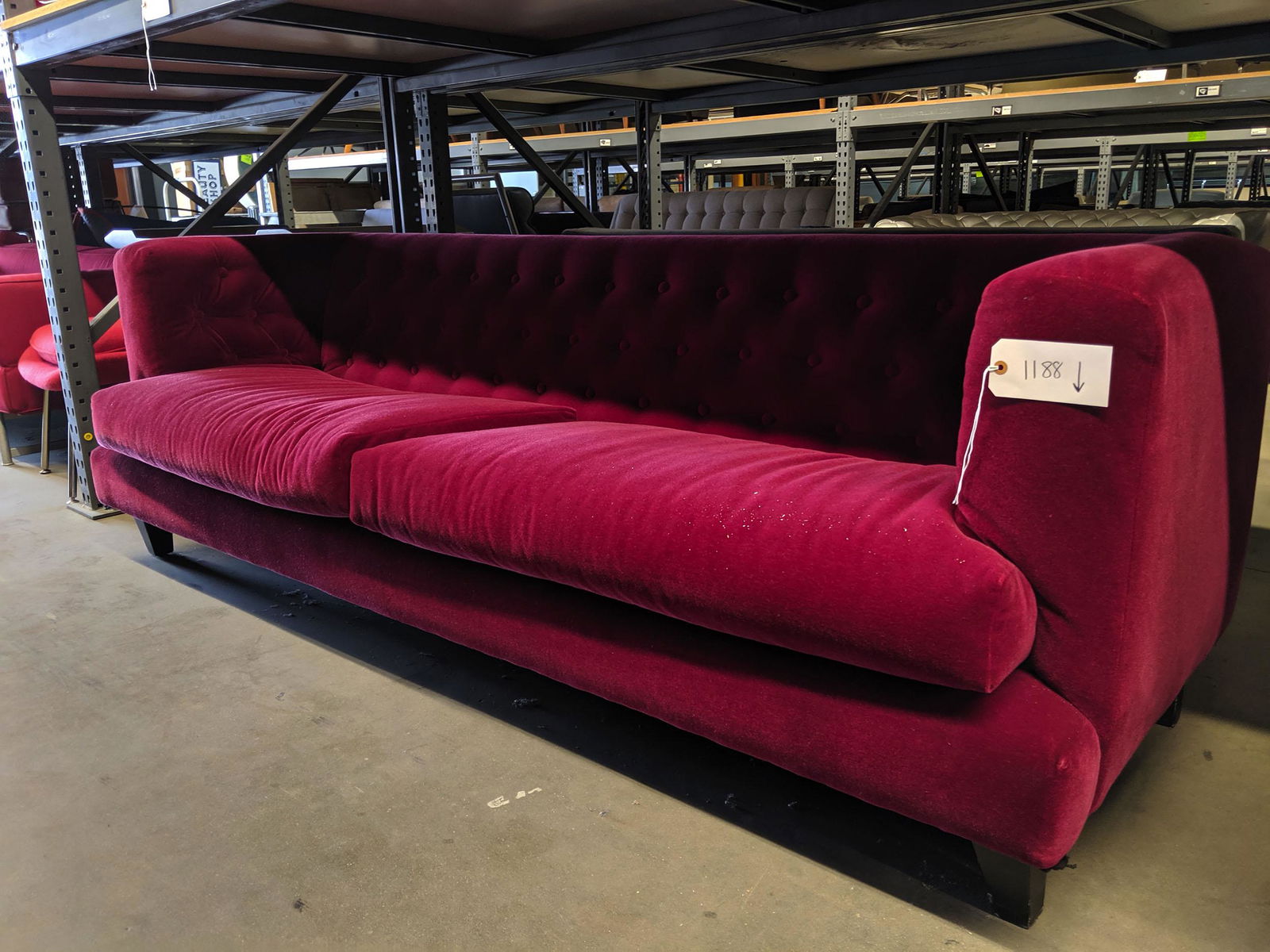 Red Velvet Sofa (1 of 1)