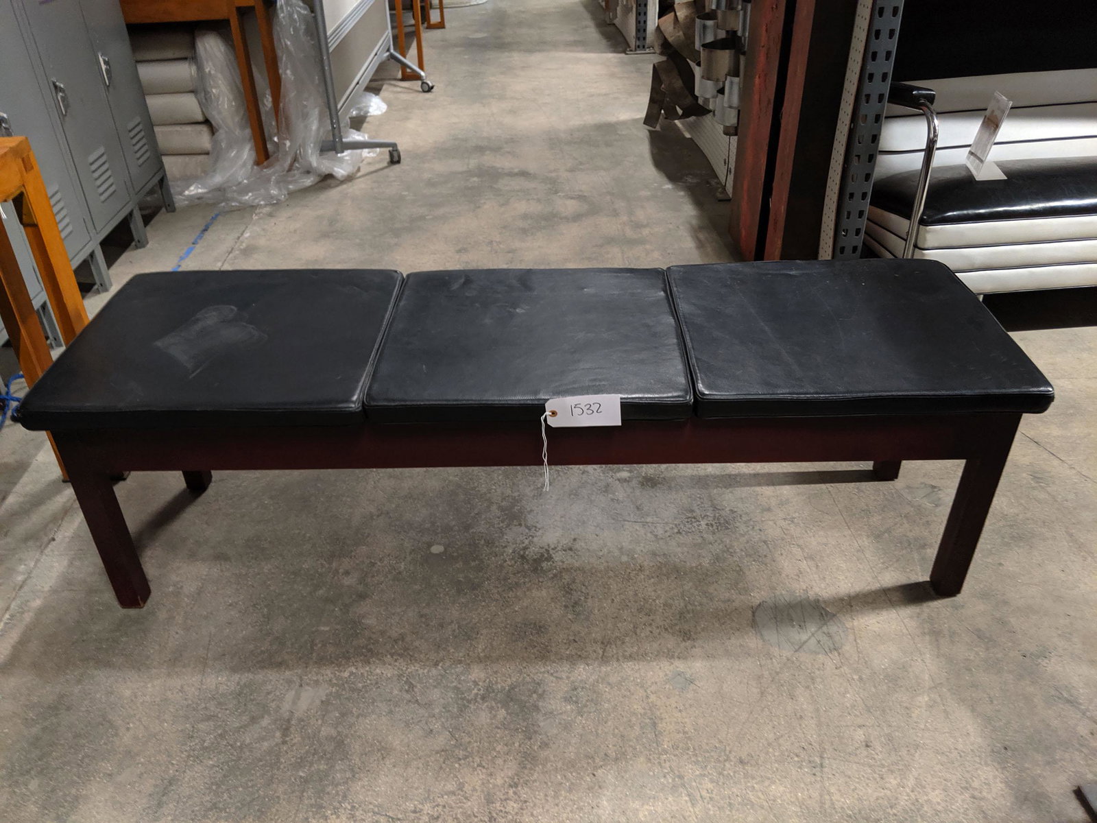 Three Seat Benches: Pair of three-seat benches with storage.