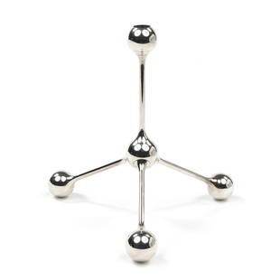 Richard Hutten Atones D'Argenti Candlestick: Silver-plated candlestick by Richard Hutten for Christofle, France, 2008. One leg with maker's marks.