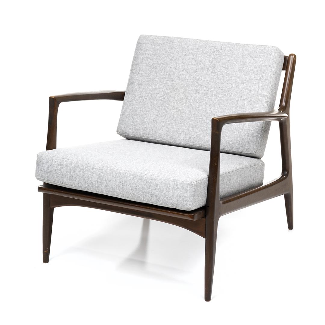 Ib Kofod-Larsen Lounge Chair: Lounge chair by Ib Kofod-Larsen and imported by Selig, Denmark 1960s. Seat frame with Selig import roundel.