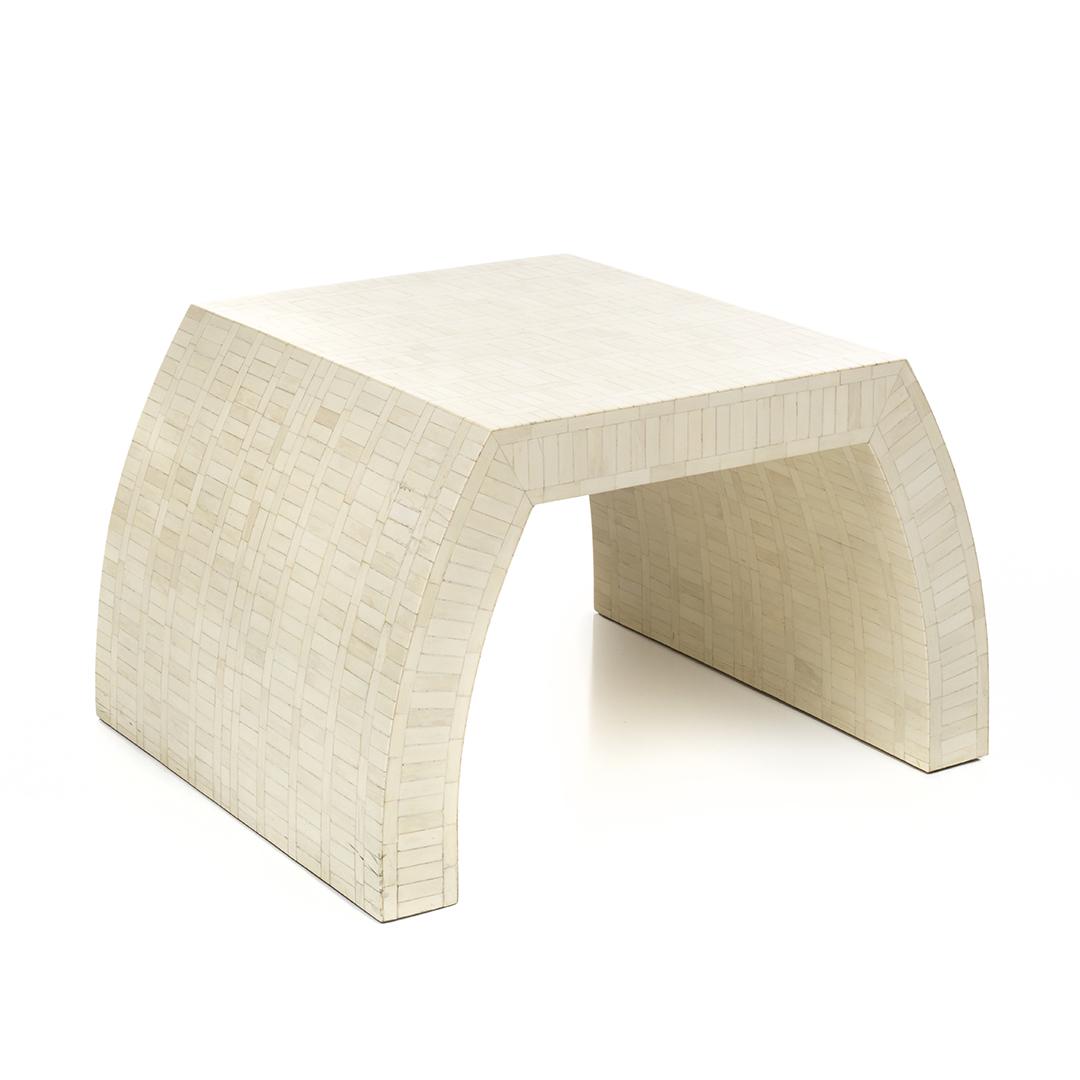 Enrique Garcel Side Table: Tessellated bone side table by Enrique Garcel, Colombia, 1970s.