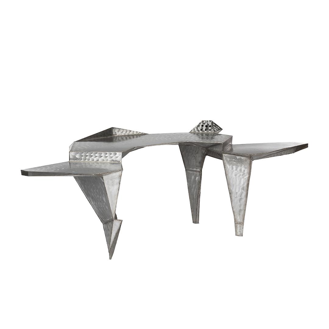 Bruce Gray Brutalist Desk: Unique torch-cut and welded steel desk by Bruce Gray, 1990s.