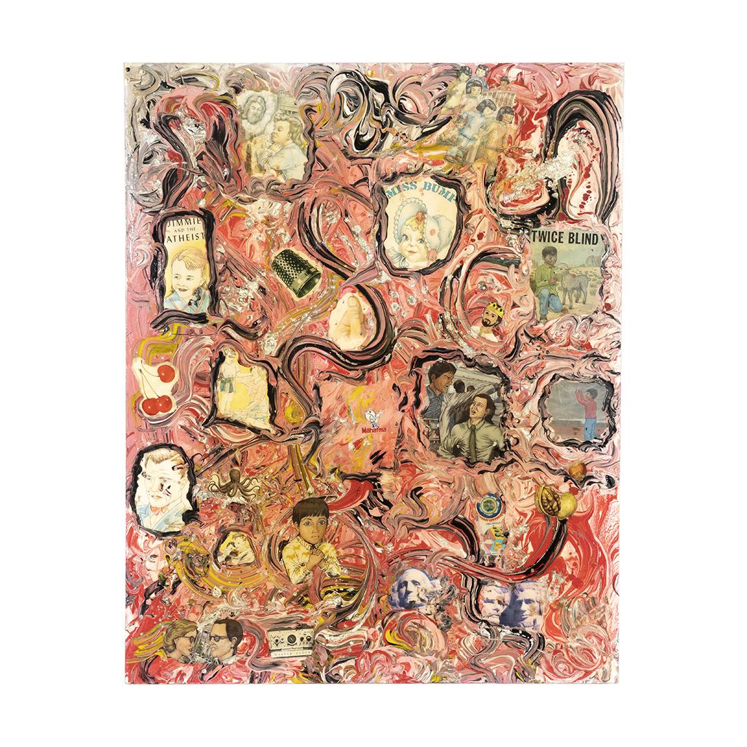 Tracy Kelly The Keys to the Kingdom: Mixed media collage on canvas by Tracy Kelly. Verso with signature and title.