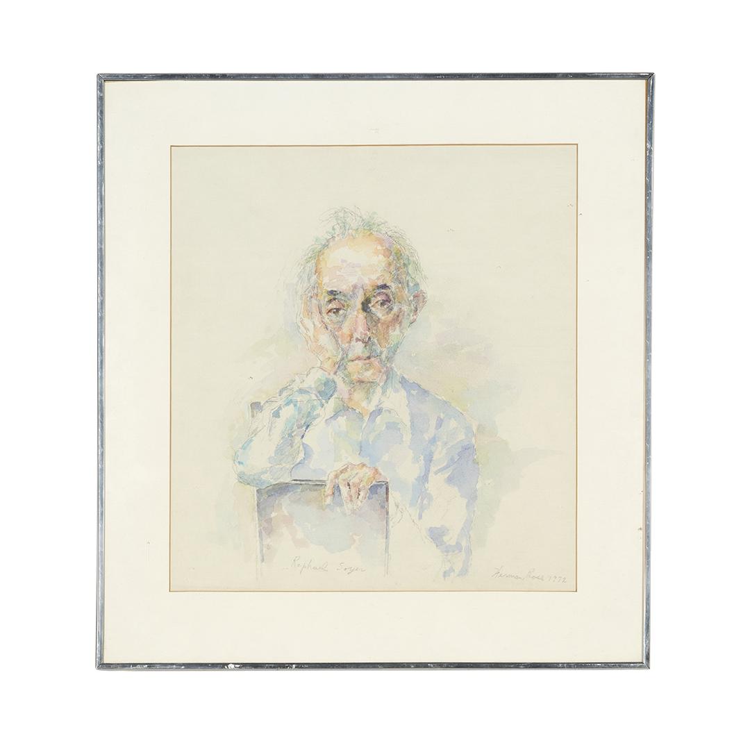 Herman Rose Watercolor Painting of Raphael Soyer (1 of 4)