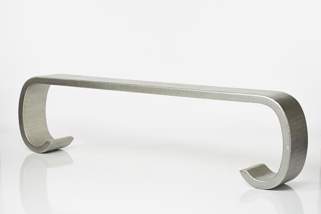 Karl Springer Style Silver Raffia Console Table (1 of 7)