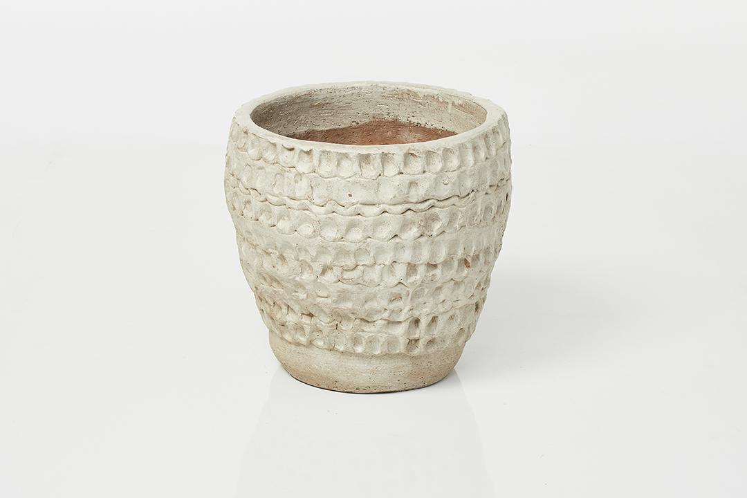 Stan Bitters Thumb Pot: Thumb pot with white glaze by Stan Bitters, 1970s. Interior marked with "Cook".