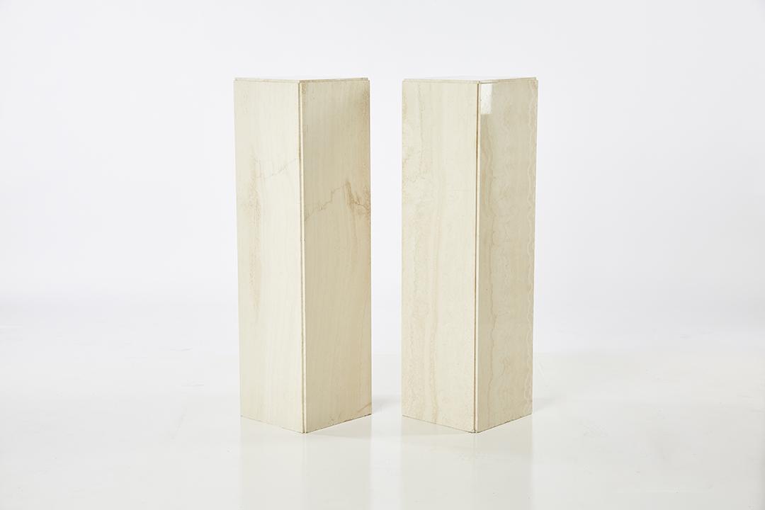 Milo Baughman Style Travertine Pedestals (2) (1 of 4)