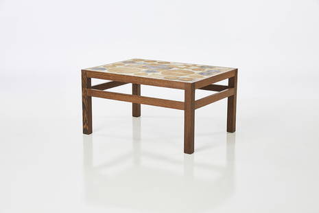 Tue Poulsen and Erik Wortz Tile Top Table: Tile top coffee table by Tue Poulsen and Erik Wortz for Willy Beck, Denmark, 1960s.