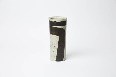 Inger Persson Stoneware Vase: Stoneware vase with speckled glaze by Inger Persson for Rorstrand, Sweden, ca. 1970. Underside with remnants of paper label and manufacturer's marks.