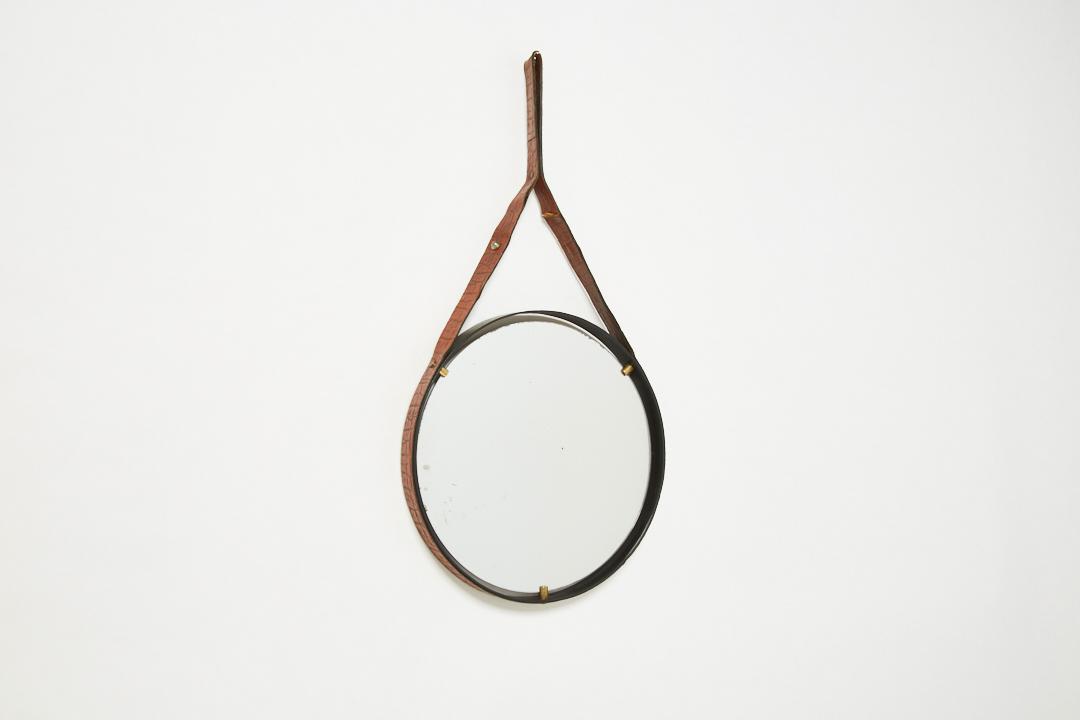 Jacques Adnet Style, Leather Mirror (1 of 9)