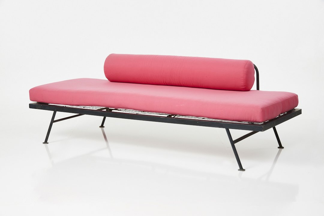 Donald Knorr, Daybed: Donald Knorr Daybed, 1950s Painted iron, fabric. Manufactured by Vista, USA