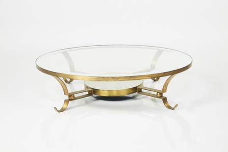 Arturo Pani, Coffee Table: Arturo Pani Coffee table, 1960s Brushed brass, partially-mirrored glass, textured mirrored glass. Made in Mexico.