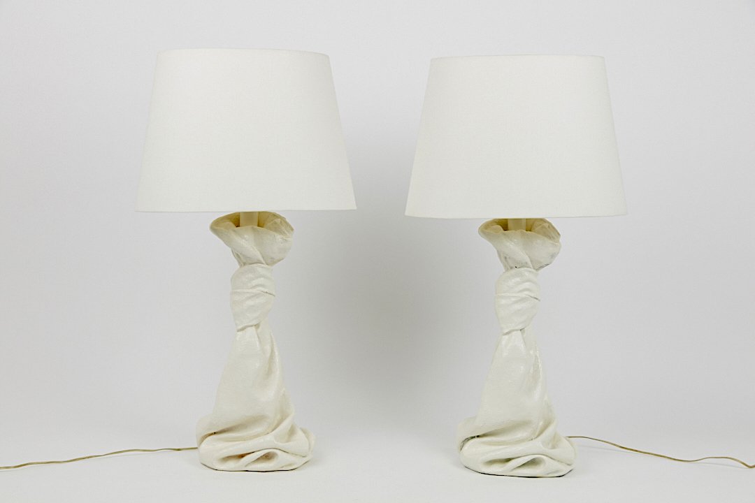 John Dickinson Style, Draped Plaster Table Lamps (2) (1 of 11)