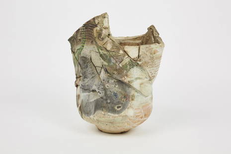 Paul Soldner, Large Hand-Built Vessel: Paul Soldner Large hand-built vessel, 1982 Glazed and raku-fired earthenware. Underside signed "82-44-6251/Soldner '82" and body with impressed chop mark. Dimensions: 16.5" H 14.24" W 10" D.