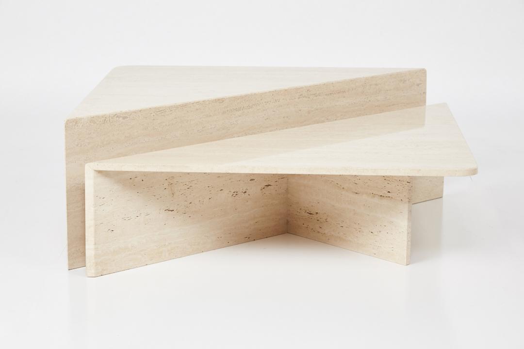 Modern, Two Piece Travertine Coffee Table (1 of 14)