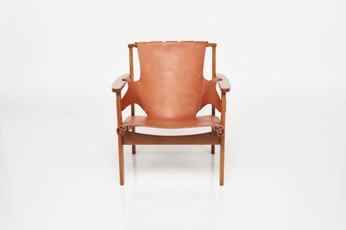 Carl Axel Acking, 'Trienna' Lounge Chair: Carl Axel Acking 'Trienna' lounge chair, 1960s Oak, leather. Manufactured by NK, Sweden. 30" H x 27.5" W x 28.5" D