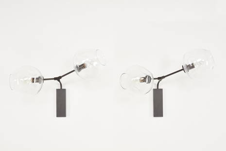 Lindsey Adelman, 'Bubble' Wall Sconces (2): Lindsey Adelman Pair of 'Bubble' wall sconces, 2015 Glass, patinated metal. Manufactured by Lindsey Adelman Studio, USA. Mount with manufacturer's label. Each: 19" H x 28" W x 16" D