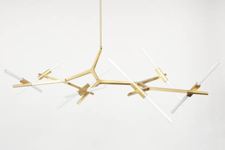 Lindsey Adelman, 'Agnes.14' Chandelier: Lindsey Adelman Agnes.14' chandelier, 2014 Brass-plated aluminum, glass. Manufactured by Roll & Hill, USA. Canopy with manufacturer's label. 62" H x 72.5" W x 36" D