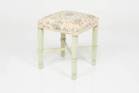 William 'Billy' Haines, Stool: William 'Billy' Haines Stool, 1940s Painted wood, silk. 20.5" H x 16" W x 16" D