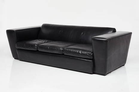 Paul Frankl, 'Speed' Sofa: Paul Frankl 'Speed' sofa, designed 1932 Leather, wood. Manufactured by Frankl Galleries, USA. 24" H x 85" W x 39" D