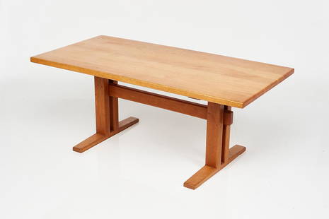 Arthur Espenet Carpenter, Trestle Dining Table: Arthur Espenet Carpenter Trestle dining table, 1971 Oak. Studio-made by Arthur Espenet Carpenter, Bolinas, CA. Together with a copy of the original drawings and associated paperwork from the Espenet o