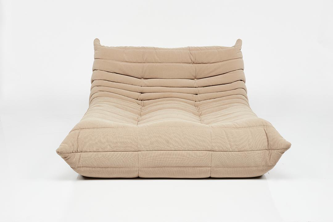 Michel Ducaroy, 'Togo' Chaise Lounge: Michel Ducaroy 'Togo' chaise lounge, designed 1973 Fabric. Manufactured by Ligne Roset, France. Seam with manufacturer's fabric label. 31" H x 50" W x 62" D