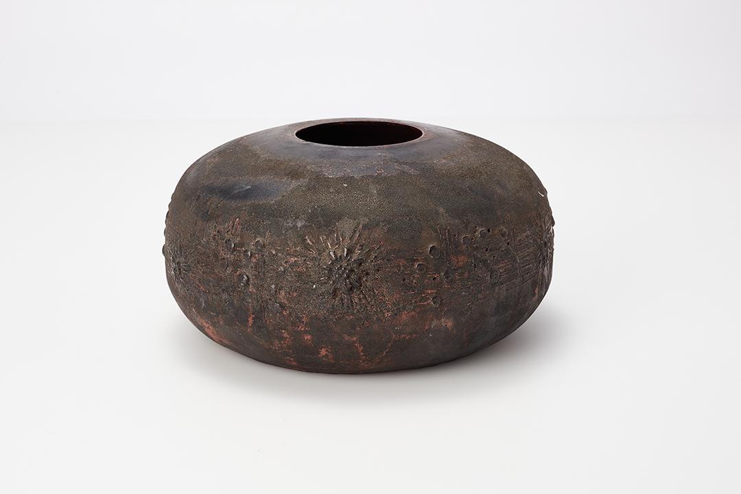 Rogier Vandeweghe, Vase: Rogier Vandeweghe Vase, 1960s Glazed ceramic. Produced by Rogier Vandeweghe for Amphora, Belgium. Underside impressed with studio name. 6.5" H x 12.5" Diameter