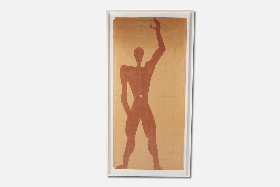 After Le Corbusier, Large Scale 'Modulor Man' Rendering: After Le Corbusier Life-sized 'Modulor Man' rendering, 1940s Ink on paper. 96" H x 49.5" W Provenance: From the estate of Radislav Sutnar, Los Angeles, CA (son of Ladislav Sutnar who pioneered informa