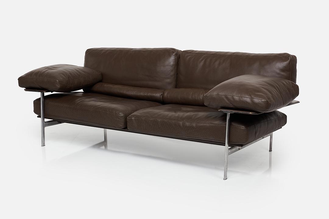 Antonio Citterio & Paola Nava, 'Diesis' Sofa: Antonio Citterio & Paola Nava Three-seat 'Diesis' sofa, 1980s Leather, steel, fabric. Manufactured by B&B Italia, Italy. 29.5 " H x 81" W x 37" D Seat height: 16"