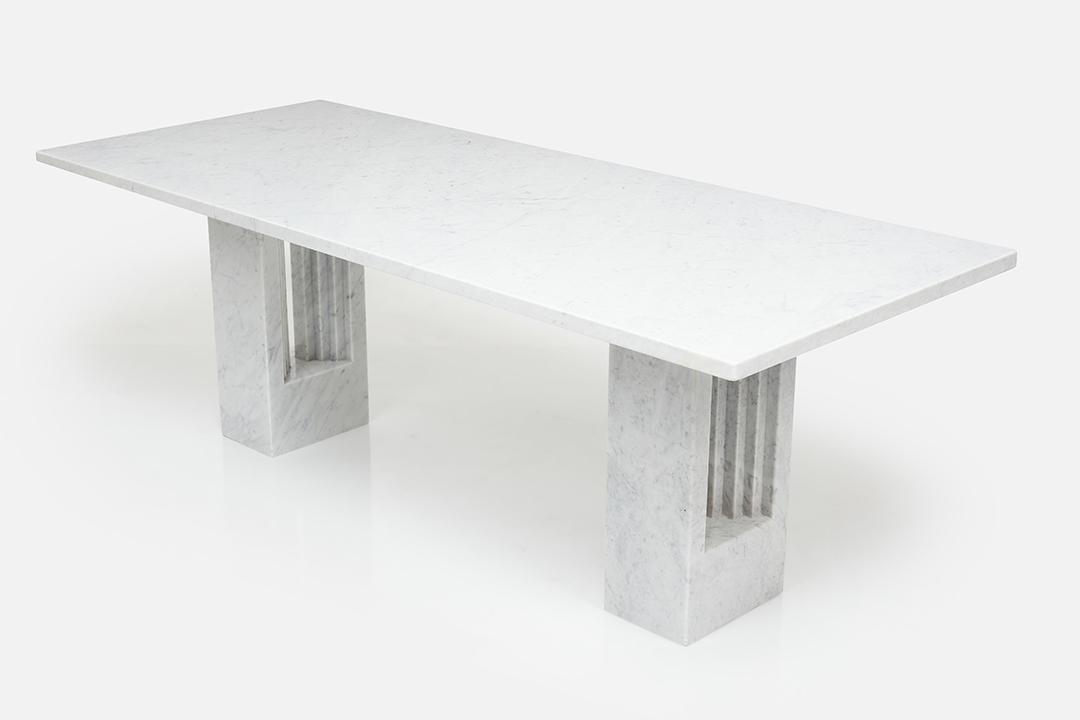 Carlo Scarpa & Marcel Breuer, 'Delfi' Dining Table: Carlo Scarpa & Marcel Breuer Delfi' dining table, from the 'Ultrarazionale' collection, ca. 1969 Carrara marble. Edited by Simon Gavina, Italy. 29" H x 83" W x 34.75" D