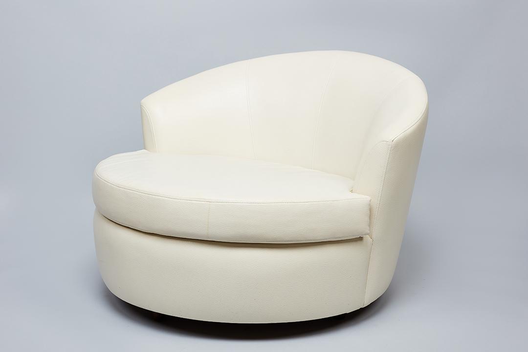 Milo Baughman, Lounge Chair: Milo Baughman Large lounge chair, 1970s Vinyl, wood. Manufactured by Thayer Coggin, USA. 32" H x 44" W x 42" D Seat height: 18.5"