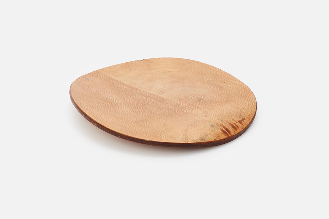 Isamu Noguchi, 'Rudder' Stool Seat: Isamu Noguchi Rudder' stool seat, model no. IN-22, 1940s Molded ash plywood, rubber. Manufactured by Herman Miller, USA. 14" x 14.5"