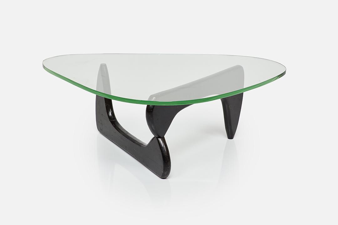 Isamu Noguchi, Early Coffee Table: Isamu Noguchi Early coffee table, model no. IN-50, 1950s Painted wood, glass, steel. Manufactured by Herman Miller, USA. 15.75" H x 50" W x 36" D