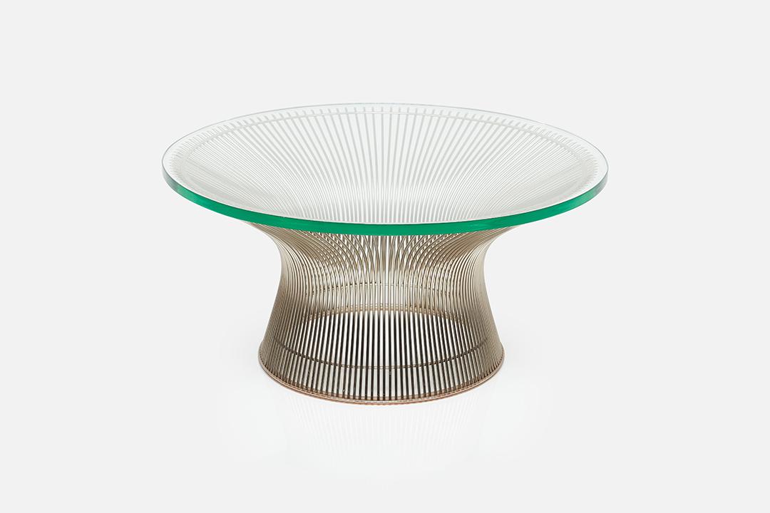 Warren Platner, Coffee Table: Warren Platner Coffee table, designed 1962 Nickel-plated steel, glass. Manufactured by Knoll International, USA. 15" H x 30.75" Diameter