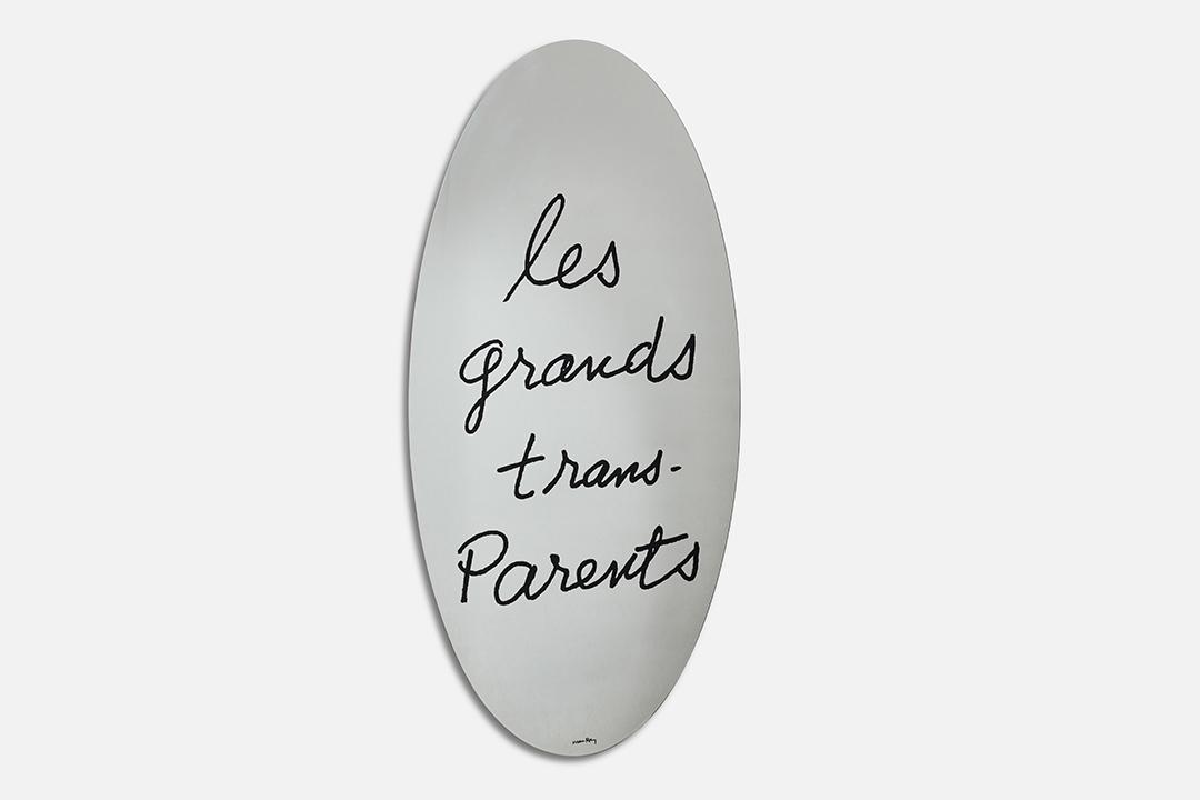 After Man Ray, 'Les Grands Trans-Parents' Wall Mirror: After Man Ray Les Grands Trans-Parents' wall mirror, ca. 1971 Screenprinted mirrored glass, rigid polyurethane. Manufactured by Gavina, Italy. 71" H x 36" W x 1" D