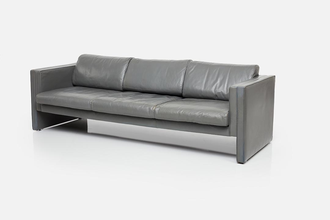 Jurgen Lange, Three-Seat Sofa: Jurgen Lange Three-seat sofa, 1970s Leather. Manufactured by Walter Knoll, Germany. 28" H x 86" W x 31" D Seat height: 16"